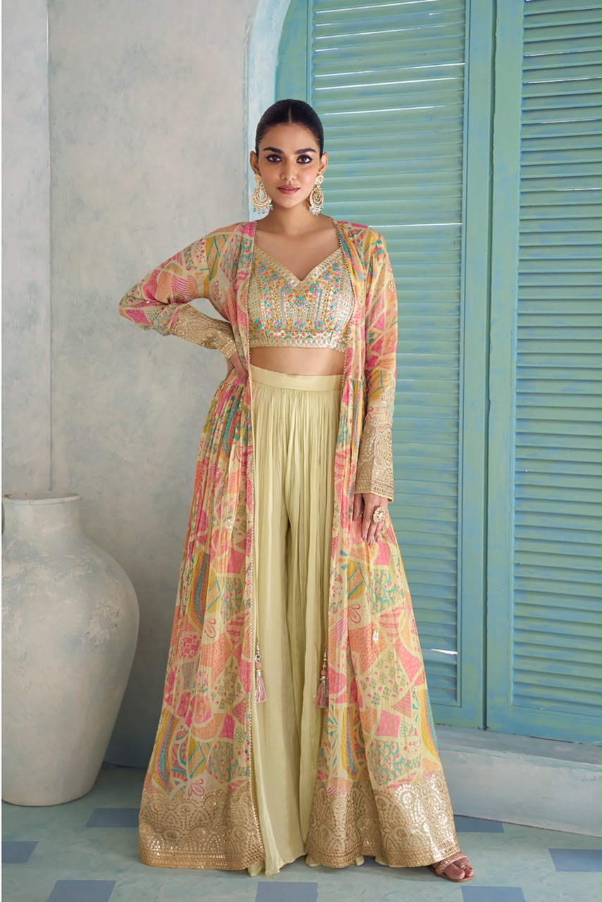 Gulkayra Designer Saheen Real Chinon Wholesale Indo Western Collection - Image 3