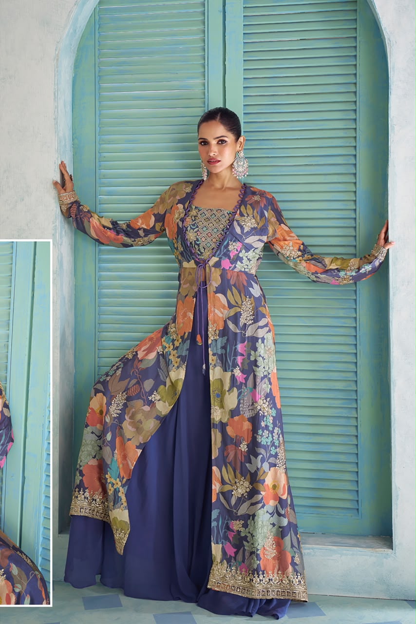 Gulkayra Designer Saheen Real Chinon Wholesale Indo Western Collection - Image 4