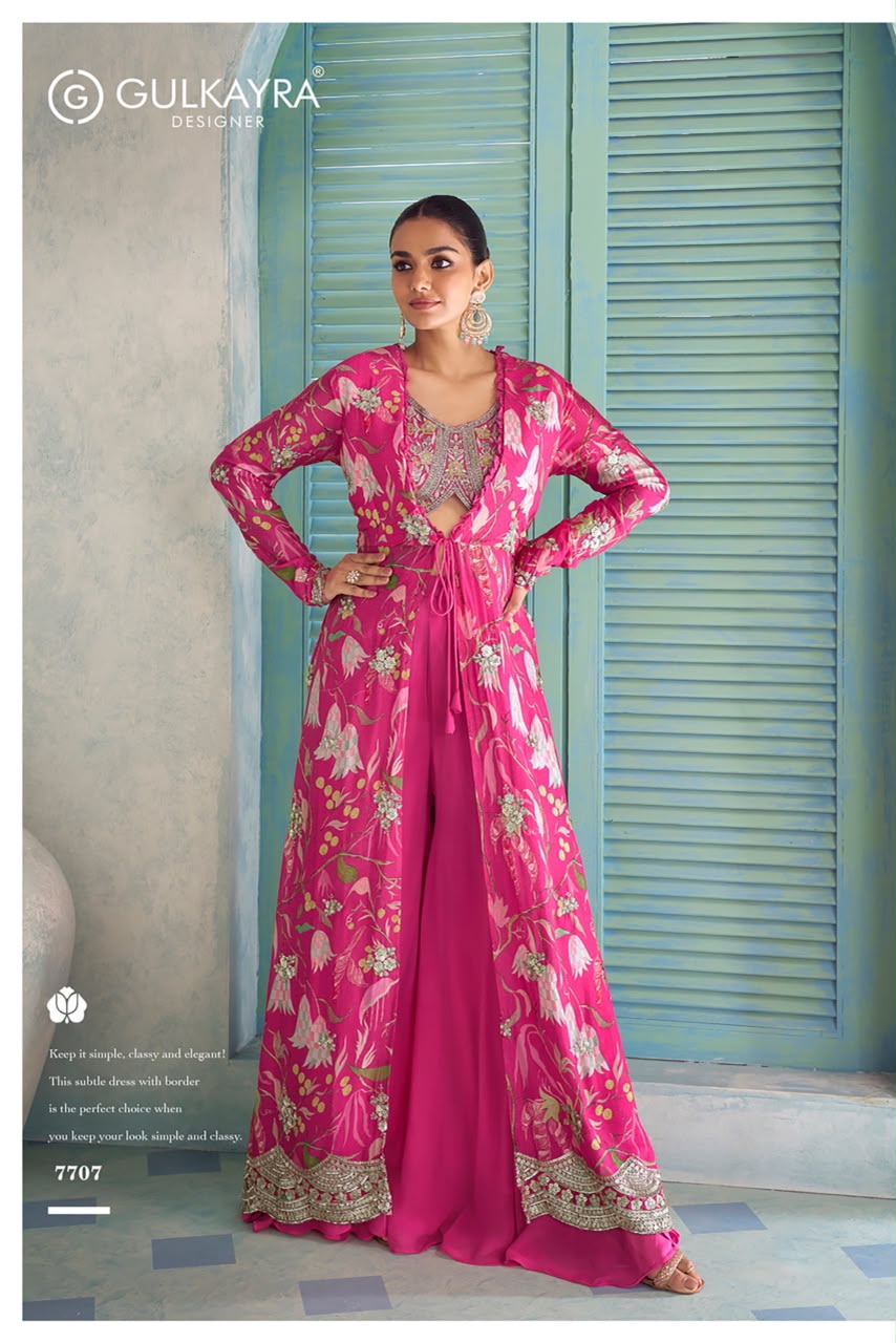 Gulkayra Designer Saheen Real Chinon Wholesale Indo Western Collection - Image 2