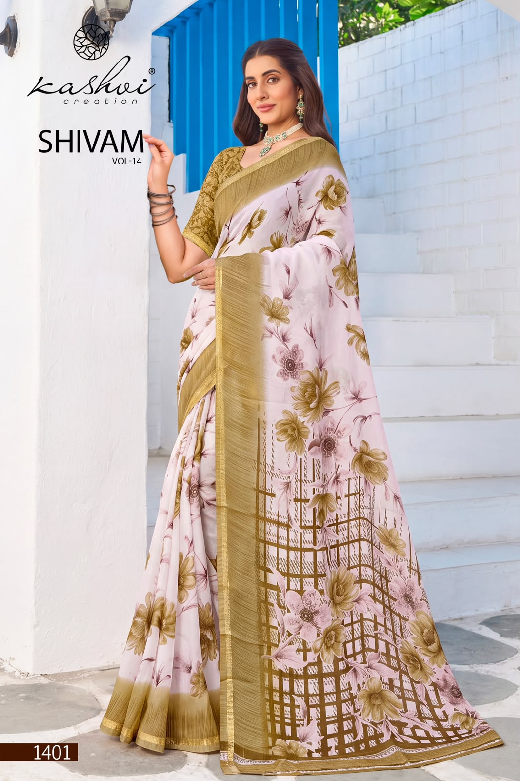 Kashvi Creation Shivam Vol 14 Dull Moss Wholesale Saree Collection - Image 3