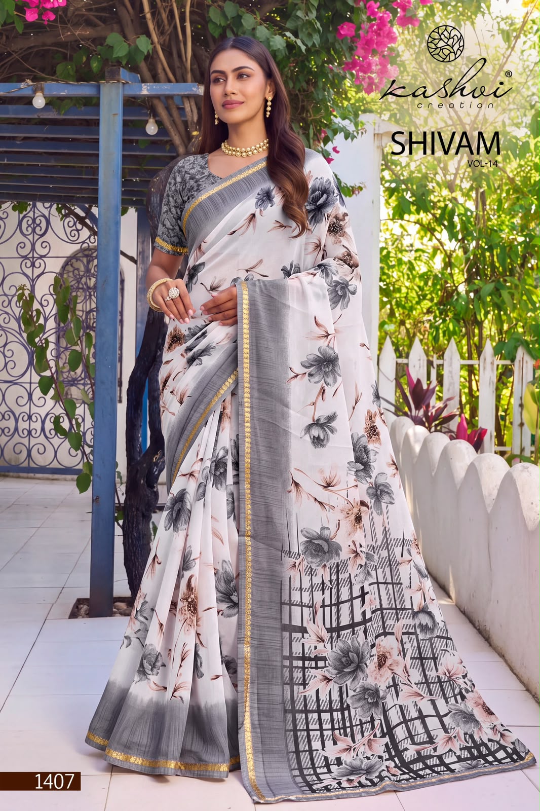 Kashvi Creation Shivam Vol 14 Dull Moss Wholesale Saree Collection - Image 4