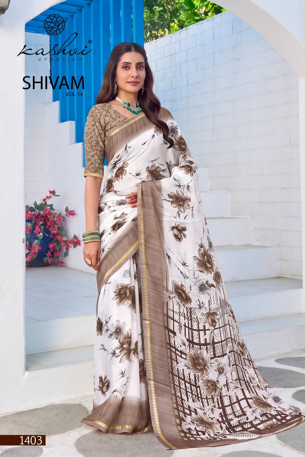 Kashvi Creation Shivam Vol 14 Dull Moss Wholesale Saree Collection - Image 5