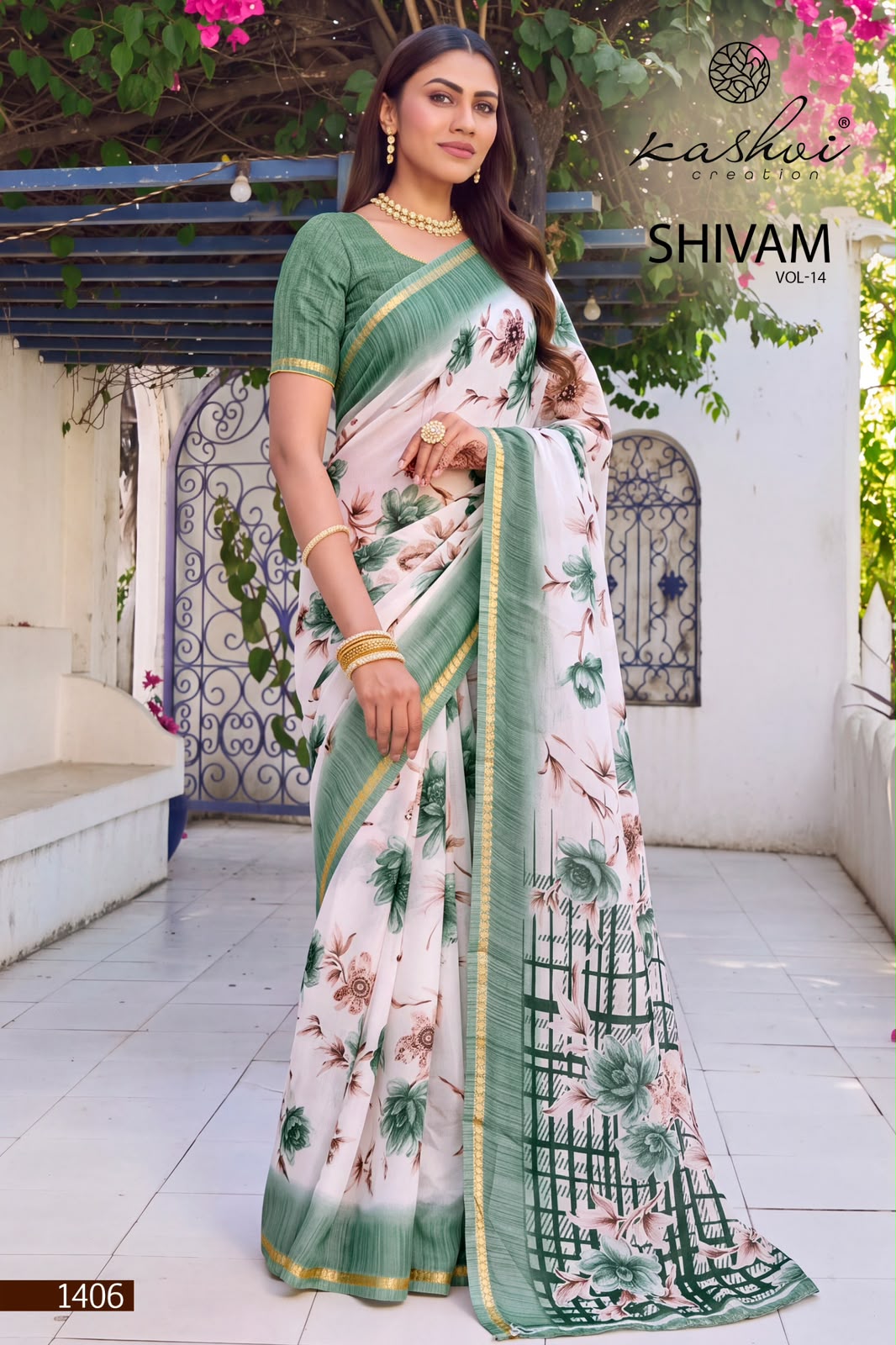 Kashvi Creation Shivam Vol 14 Dull Moss Wholesale Saree Collection - Image 6