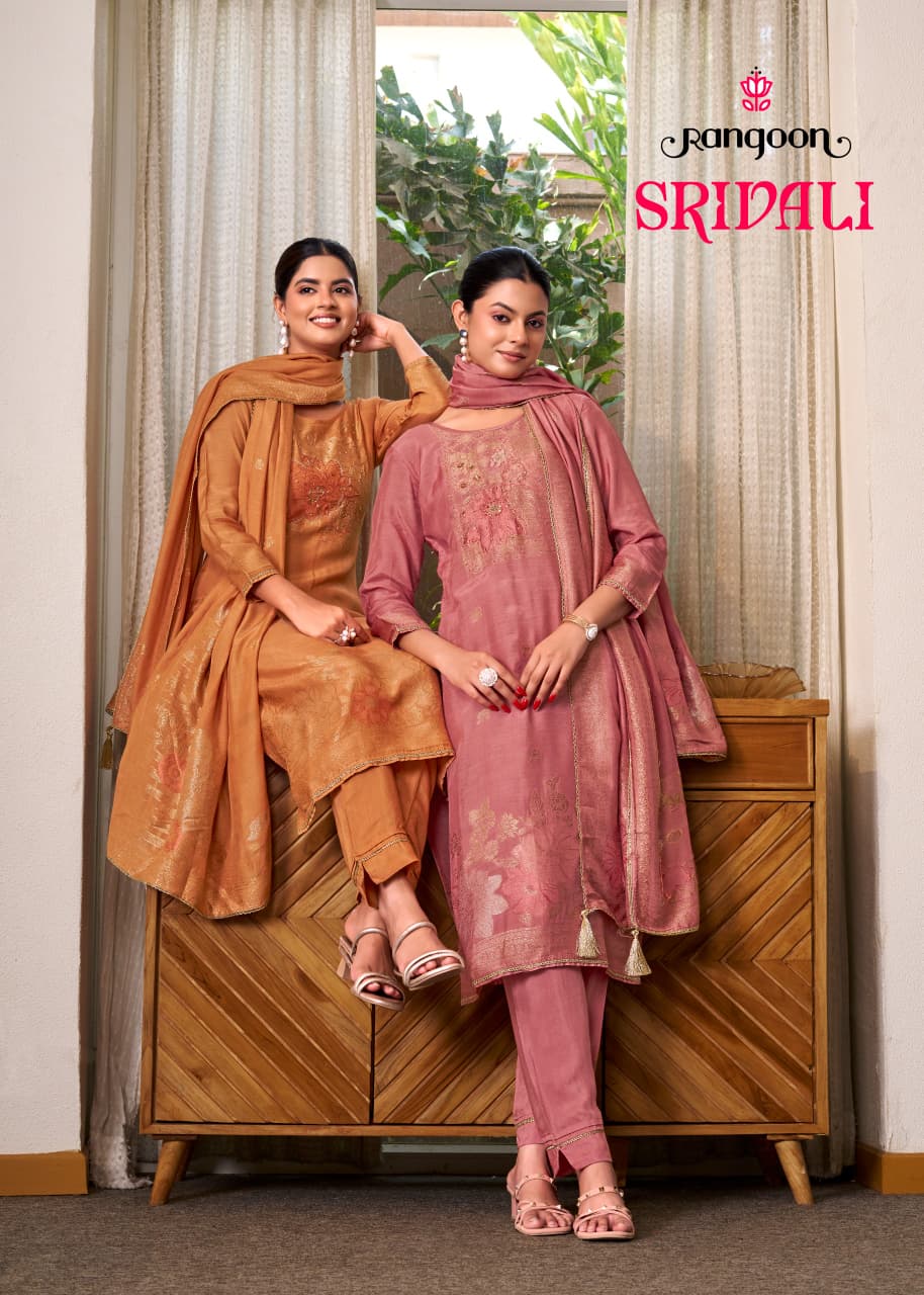 Rangoon Srivali Pure Muslin Jacquard Wholesale Readymade Suit Collection